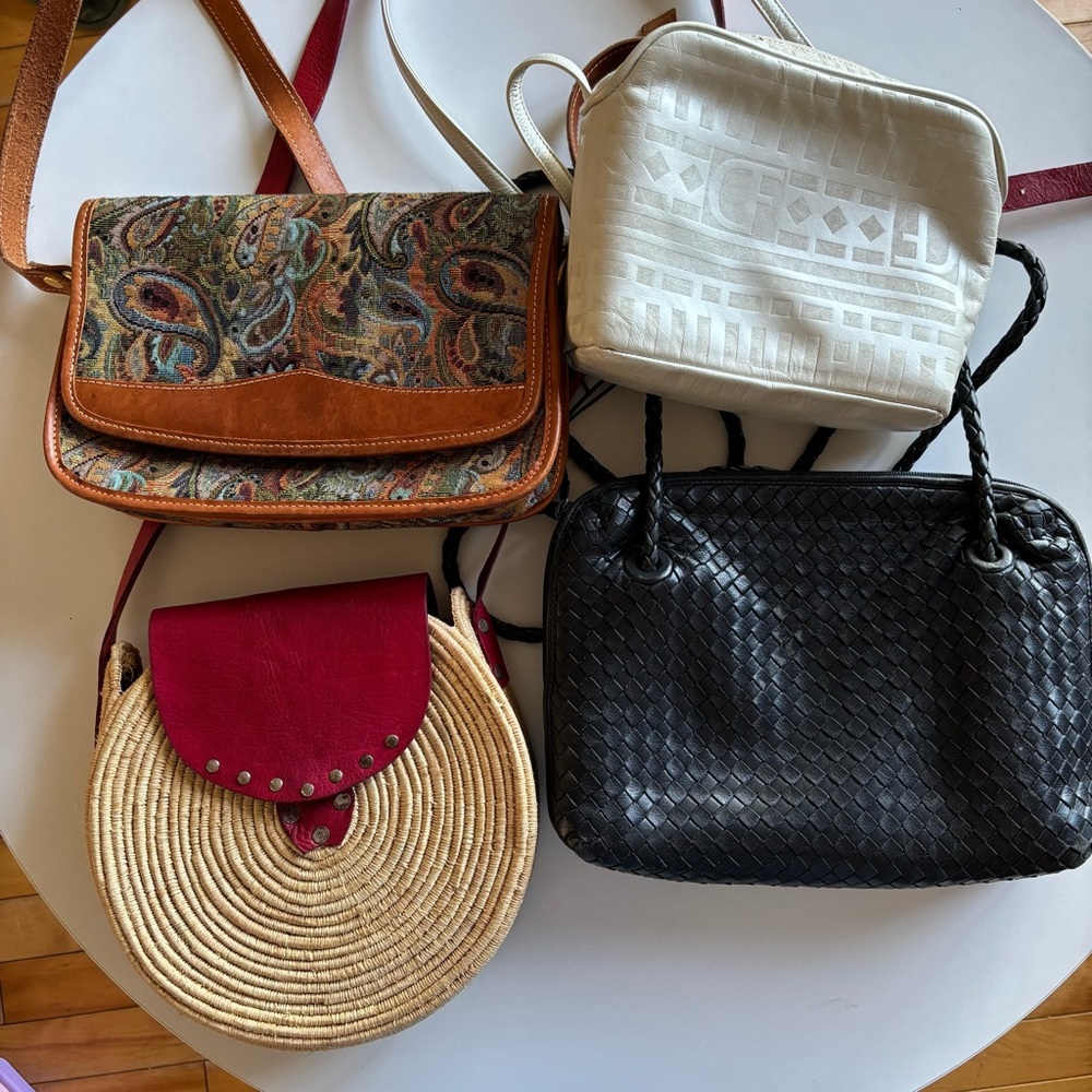 4 vintage leather bags